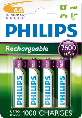 Image de Pile Philips AA 2600mAh MultiLife, NiMh - 4pcs