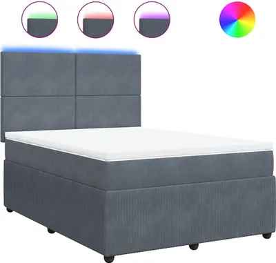 Produktbild von vidaXL Boxspringbett mit Matratze Dunkelgrau 140x200 cm Samt