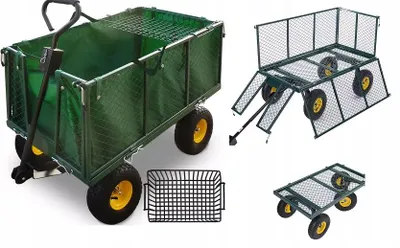 Produktbild von Bollerwagen - Handwagen faltbar - Gartenwagen WO02 - 220L - Dunkelgrün - 350kg Tragfähigkeit