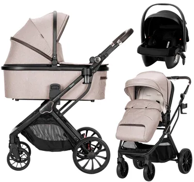 Produktbild von Lorelli Glory Beige 3-in-1 Kinderwagen mit i-Size Autositz