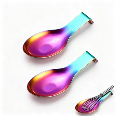 Löffelablage aus Edelstahl, 2 Stück, Regenbogen, 24,9 cm