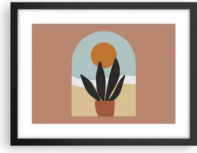 Produktbild von Gerahmtes Poster - Schwarzer Rahmen - Minimalistisch Fenster Blume - 40x30 cm - Wand Bild - Wanddeko - Wandbilder - Kunstposter - Wandposter - Bilderrahmen - Bilder - Kunstdruck - P2BAA40x30-4473