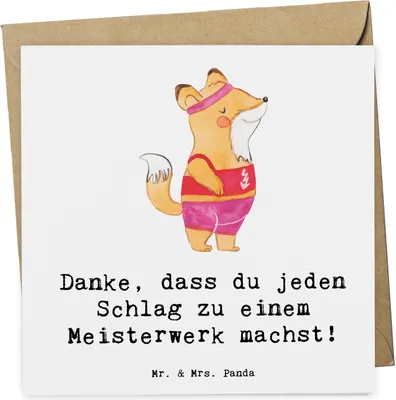 Produktbild von Mr. & Mrs. Panda Grußkarte Tischtennis Trainerin Kunstwerk - Weiß - Geschenk, training, Technik, Sportart, anlasskarte, strategisches Denken, unikate, Motivation