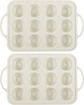Produktbild von Muffinform 2er-Set,Lebensmittelechtes Silikon,Metallverstärkt Backform für Quiches,2×12 Muffins,Antihaft,BPA-frei Backzubehör