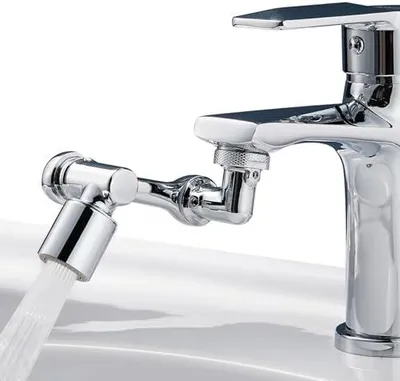 Produktbild von Drehbarer Wasserhahn Aufsatz Verlängerung, 1080 Grad Multifunktionaler Verlängerungshahn Rotierender Wasserhahn, Schwenkbarer Wasserhanhnaufsatz Faucet Extender mit Adapter für Bad und Küche