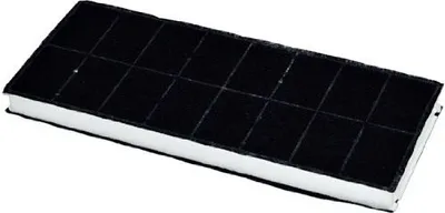 A black carbon filter with a white border on a white background.