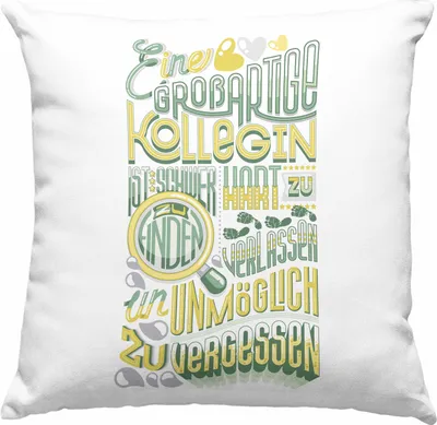 Produktbild von Trendation - Kollegin Abschied Deko-Kissen mit Füllung 40x40 Geschenk Abschiedsgeschenk Neuer Job Jobwechsel Spruch (Grün)