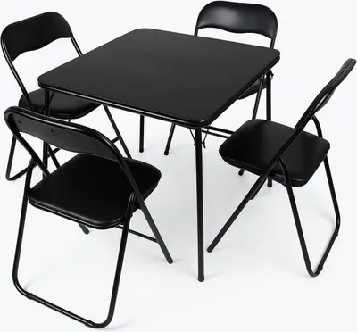Image de Milton & Oldbrook Table pliante avec 4 chaises pliantes Volos Noir