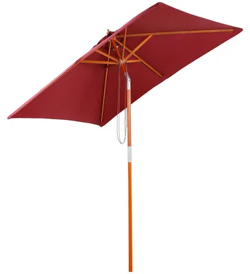Produktbild von Sonnenschirm 200 x 150 x 235 cm Knickbarer Gartenschirm 3-stufig einstellbar rechteckig Strandschirm wasserabweisend und UV-beständig für Strand Balkon Terrasse Garten Weinrot