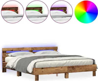 Productafbeelding van vidaXL Bedframe met hoofdeinde, gerecycled hout, 180 x 200 cm, houtvezel