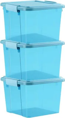 Image de Bacs de rangement empilables en plastique de 40 litres avec poignées