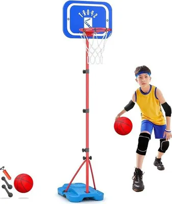 Produktbild von Famanu Basketballständer für Kinder 110-190 cm - Inkl. Netz, Ball und Luftpumpe