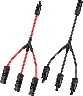 Produktbild von Solarpanel Stecker, Vegena Photovoltaik Steckverbinder Solar Y Stecker 3 Fach, Solarstecker Paar Männlich Weiblich Solarpanel Kabelstecker IP67, PV Kabel Anschlüsse Stecker Verlängerung Parallel Solar- & PV-Montagesysteme