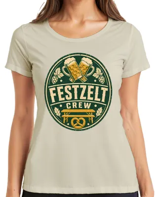 Immagine prodotto di Tenda per feste, , festa popolare, birra, brezel, pantaloni di pelle, abito tradizionale, maglietta da donna, colore: naturale, taglia: M