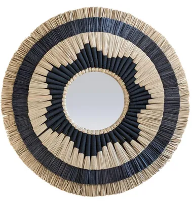 Zdjęcie produktu dla Lustro okrągłe, średnica 60 cm - naturalna, czarna plecionka