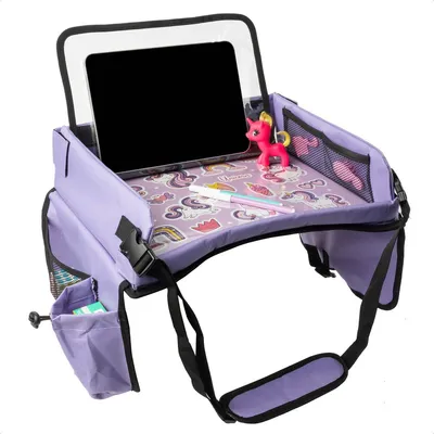 Produktbild von imoshion Reisetisch - Tablethalter Auto - 7 Aufbewahrungsfächer - Inklusive 2 Malvorlagen - Violett