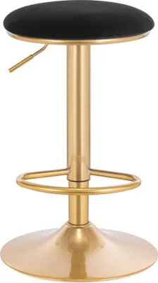 Produktbild von Luxus-Stoelkruk - 1 Stück - Verstellbar - Mit Teppich - Hoch - Schwarz - Samt - Gold