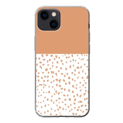 Produktbild von MuchoWow® Handyhülle Schutzhülle Hülle für iPhone 13 Tupfen - Orange - Weiß Silikon Softcase Handy Hülle - Karteninhaber