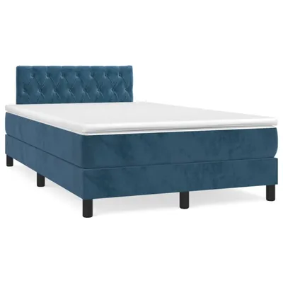 Produktbild von vidaXL Boxspringbett mit Matratze Dunkelblau 120x190 cm Samt