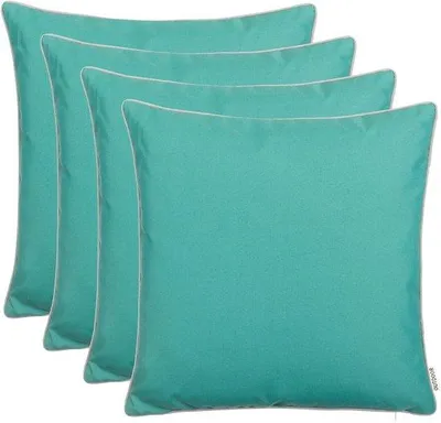 Imagen del producto de Ibenzoa® - Cojines para jardín - Cojines decorativos de hilo teñido, color turquesa, 45x45 cm, funda 100% poliéster, relleno de 350 g, con cremallera