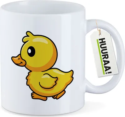 Produktbild von Huuraa Kaffeetasse Küken Comic 330ml Weiß Keramik Kaffeebecher Geschenkidee