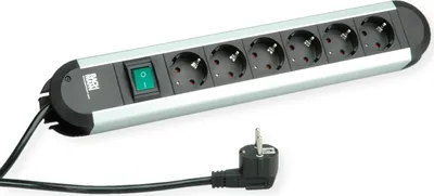 Produktbild von BACHMANN PRIMO Steckdosenleiste 6x Schutzkontakt, Aluminium, mit Schalter, 1,75 m