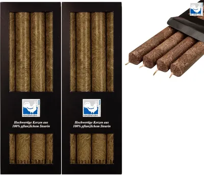Produktbild von 2 x 4 Stearin Stabkerzen Schlamm - Erdig 250 x 22 mm Kerzenfarm Kerzen Set
