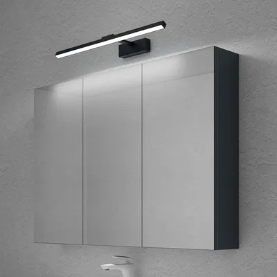 Produktbild von doporro Spiegelschrank Wandschrank in matt Anthrazit 100x70 cm Hängeschrank Aufbewahrungsschrank mit LED Spiegelbeleuchtung 60cm (Sandschwarz)