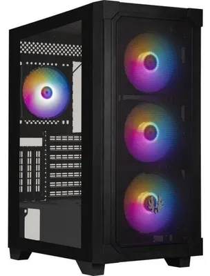 Produktbild von ARGB-Grafikkarten-PC-Gehäuse – Midi-Tower – ATX – Schwarz – 4 A-RGB-Lüfter