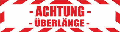 Produktbild von INDIGOS UG - Magnetschild "ACHTUNG ÜBERLÄNGE" mit Rahmen 45 x 12 cm - Magnetfolie für Auto / LKW / Truck / Baustelle / Firma