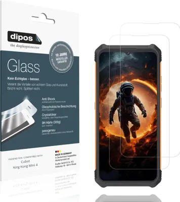 Produktbild von 2x Schutzfolie für Cubot King Kong Mini 4 - Anti-Shock 9H Folie dipos Glass Kunststoffglas