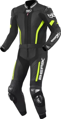 Image de Combinaison cuir moto 2 pièces Berik Losail, noir/jaune, 52