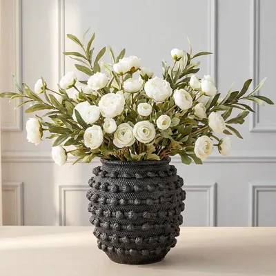 Obrázok produktu pre Váza "Knotenvase", štruktúrovaná cementová váza, čierna, 22 cm