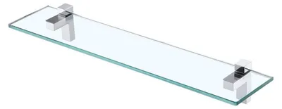 Image de Étagère de douche en verre, 60 cm, chromée, en verre trempé de 8 mm, pour salle de bain, à fixer au mur