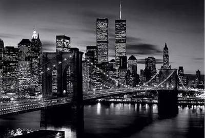 Produktbild von Black & White - Brooklyn Bridge - Poster Druck - Größe 91,5x61 cm
