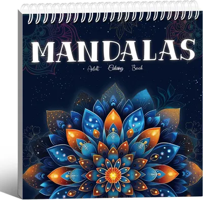 Produktbild von Mandala-Malbuch für Erwachsene, Mandala-Malbuch mit 35 Designs, Spiralbindung (21,5 x 21,5 cm)