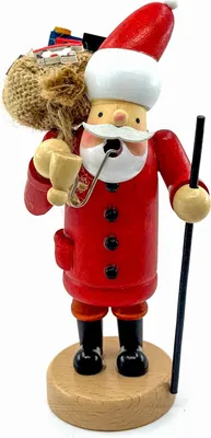 Produktbild von Kaladia Räucherfigur aus Holz - Weihnachtsmann - handbemalte Figur für Standard Räucherkerzen - ca. 14 cm