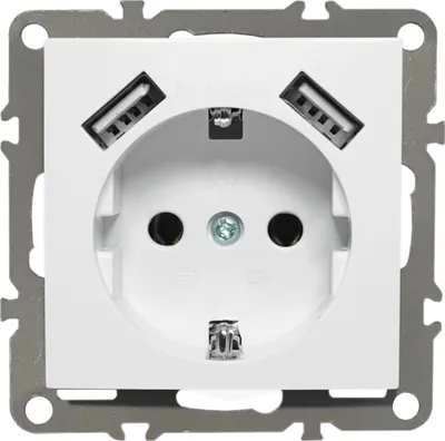 Produktbild von Schuko Steckdose 230V mit 2 x USB QUADRA weiß