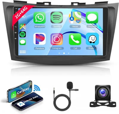 Imagen del producto de Reproductor de audio para Android - Sistema multimedia 2DIN - Radio con GPS y navegación - Sistema de navegación con pantalla táctil