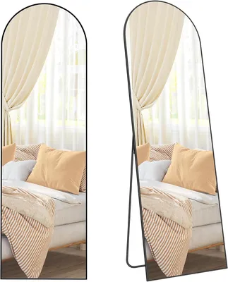 Obrázek produktu pro Zrcadlo stojací – podlahové zrcadlo o rozměrech 160 x 50 cm – hliníkový rám – tvrzené sklo – bez montáže