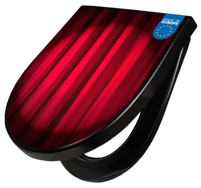 Produktbild von WC Sitz D-Form Schwarz mit Absenkautomatik Motiv Roter Vorhang [TDSCH3 12445]