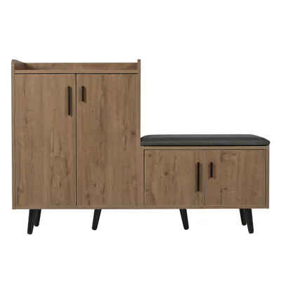 Produktbild von Schuhschrank, Schuhkipper, Schuhregal mit Sitzfläche, Sideboard, Mehrzweckschrank, matt, schmal