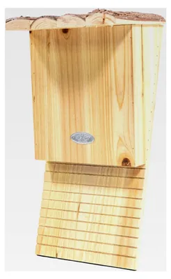 Produktbild von Fledermauskasten - Flachkasten aus wetterfestem Holz für Garten und Balkon, mit Rindendach, 19,5 x 15,5 x 39,5 cm