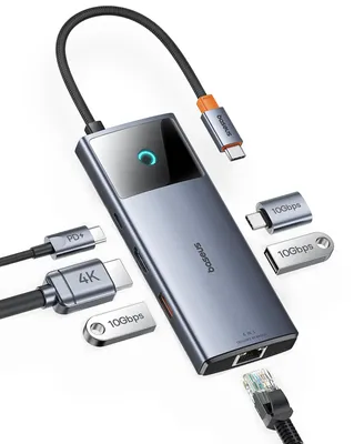 Produktbild von Baseus USB C Hub 10Gbps USB 3.2 Adapter mit LAN Ethernet, 4K@60Hz HDMI, 2 USB-A,