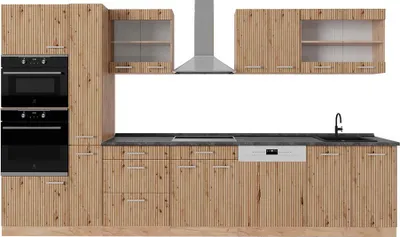 Produktbild von Küchenzeile Vicco R-Line Artisan-Eiche/Goldkraft Eiche 350 cm mit Hochschrank, AP Anthrazit, Model 49351