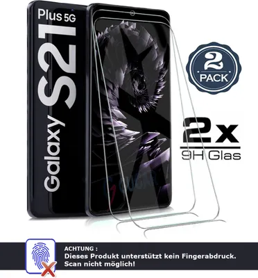 Produktbild von 2x Samsung Galaxy S21 Plus 5G - Panzerglas - Vollkleber! Panzerfolie Schutzglasfolie Displayschutzglas Echt Glas Schutz Folie Display Glasfolie 9H 2 Stück