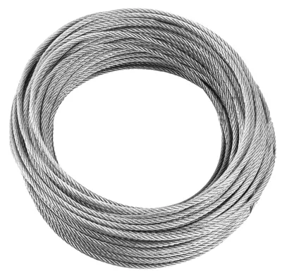Obrázok produktu pre Ocelový lano, priemer 3 mm, dĺžka 30 metrov. Drôtový kábel – nerezová oceľ 304. Nosnosť: 160 kg, maximálna nosnosť: 637 kg. Ochrana proti opotrebovaniu