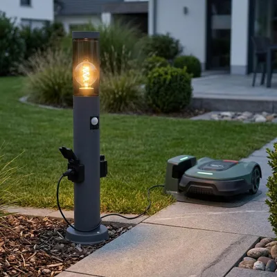 Produktbild von LED Sockelleuchte, Bewegungsmelder, 2x Steckdose, anthrazit H 60 cm
