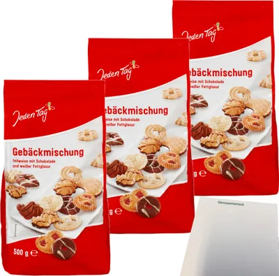 Produktbild von Jeden Tag Gebäckmischung 3er Pack (3x500g Packung) + usy Block