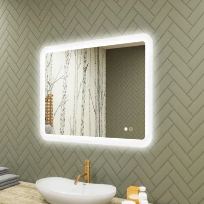 Obrázok produktu pre Kúpe??ové zrkadlo 80x60cm - zaoblený s LED osvetlením - LED Dual a dotykový senzor a vyhrievacia rohož